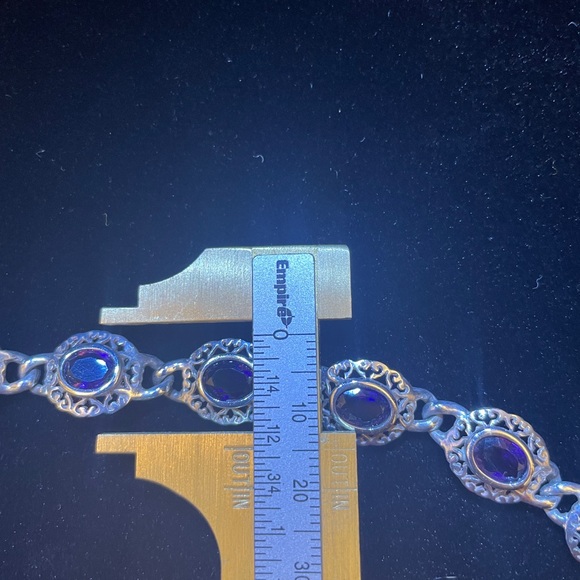 Purple Amethyst Silver Filigree Bracelet - Picture 2 of 3